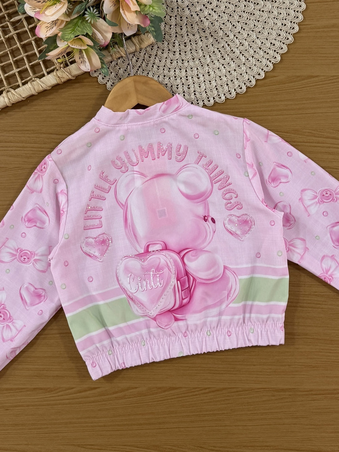 Jaqueta Infantil Cinti Verão Rosa Ursinha Docinhos