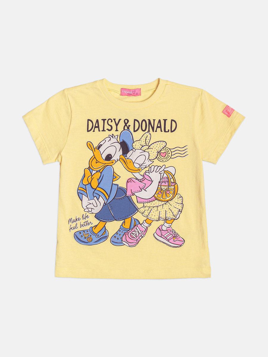 Blusa Infantil Menina Momi Amarela Daisy e Donald Disney