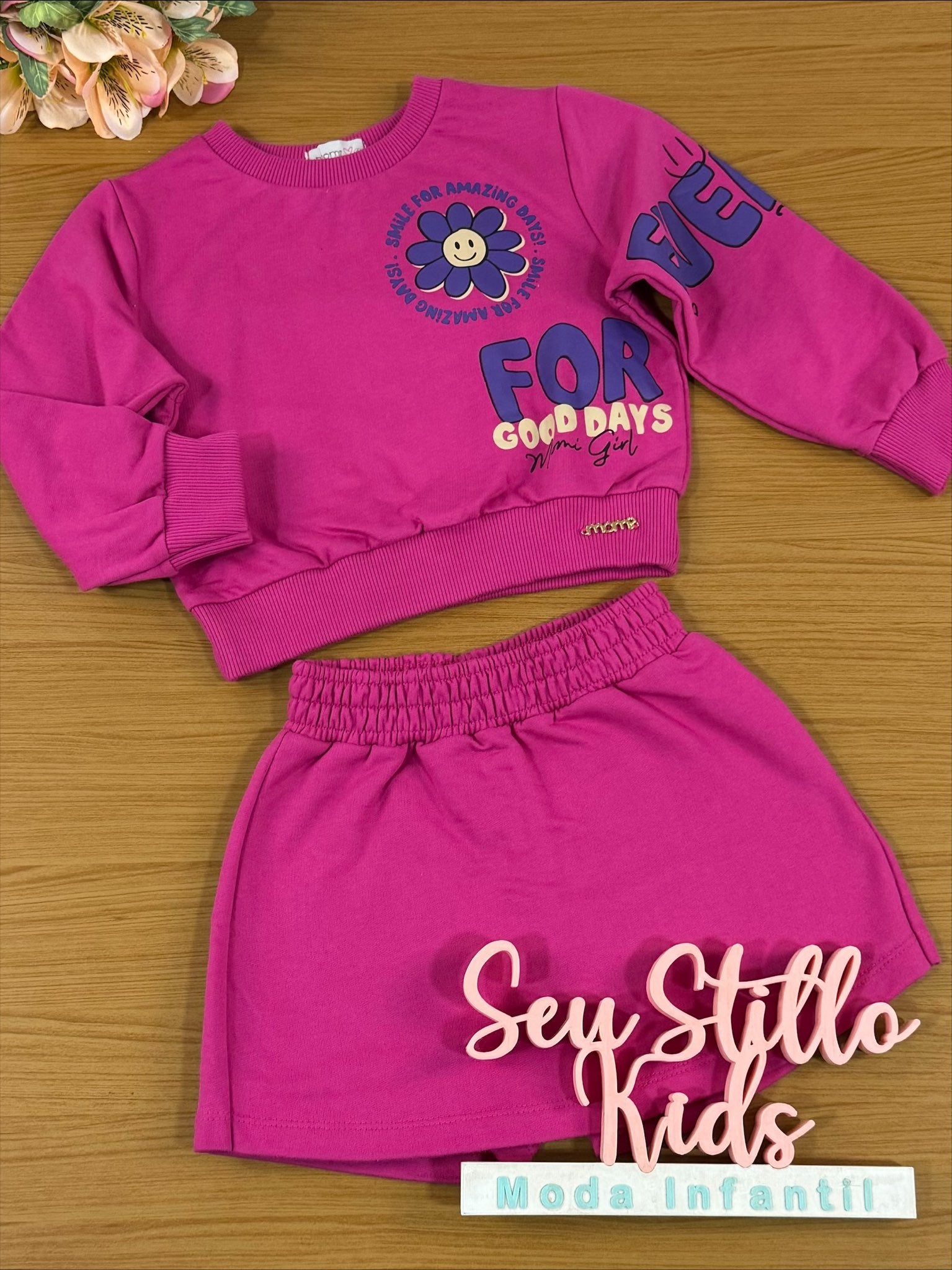 Conjunto Infantil Momi Inverno Shorts Saia e Blusa