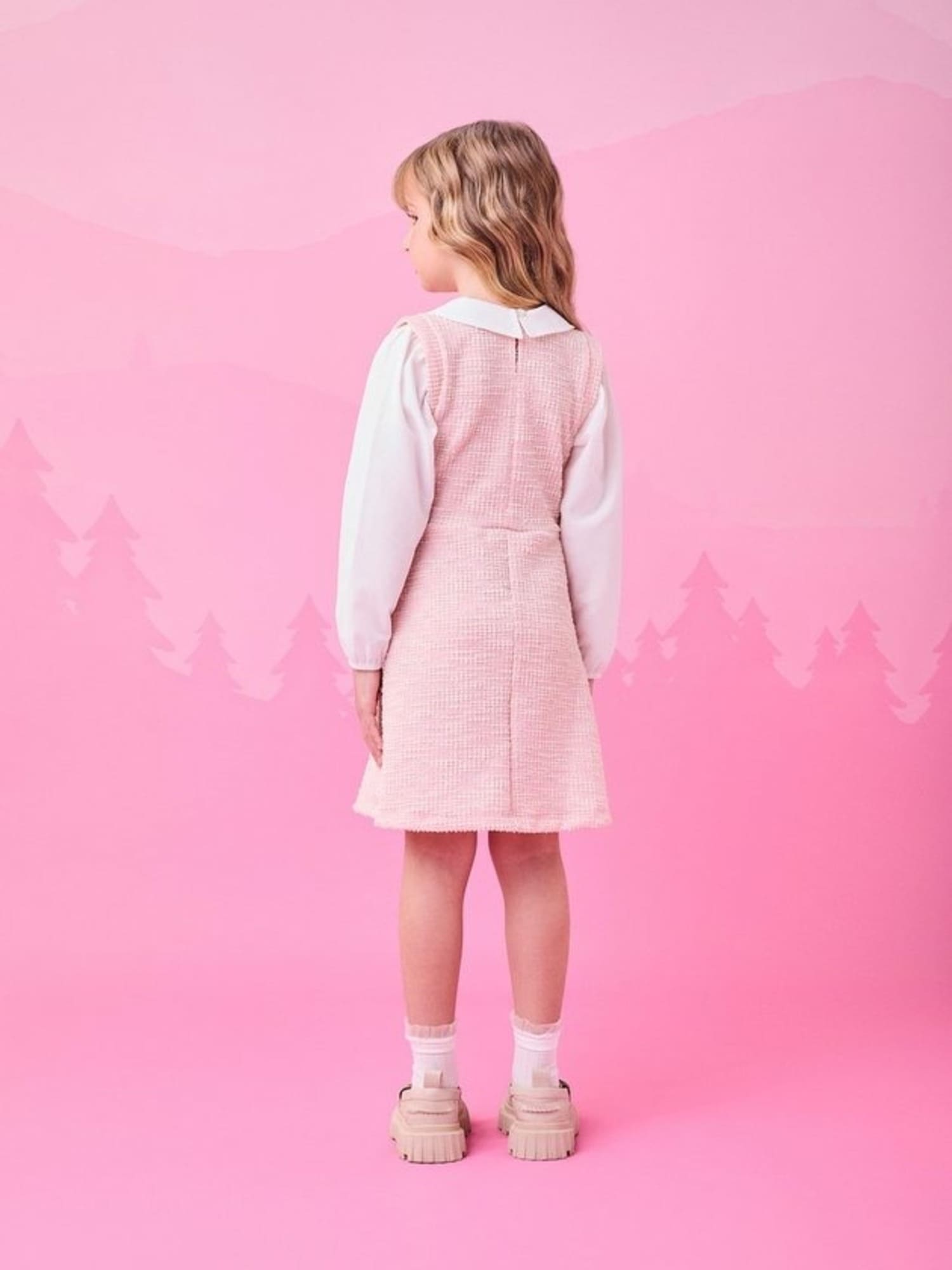 Vestido Infantil Momi Inverno Rosa com Gola