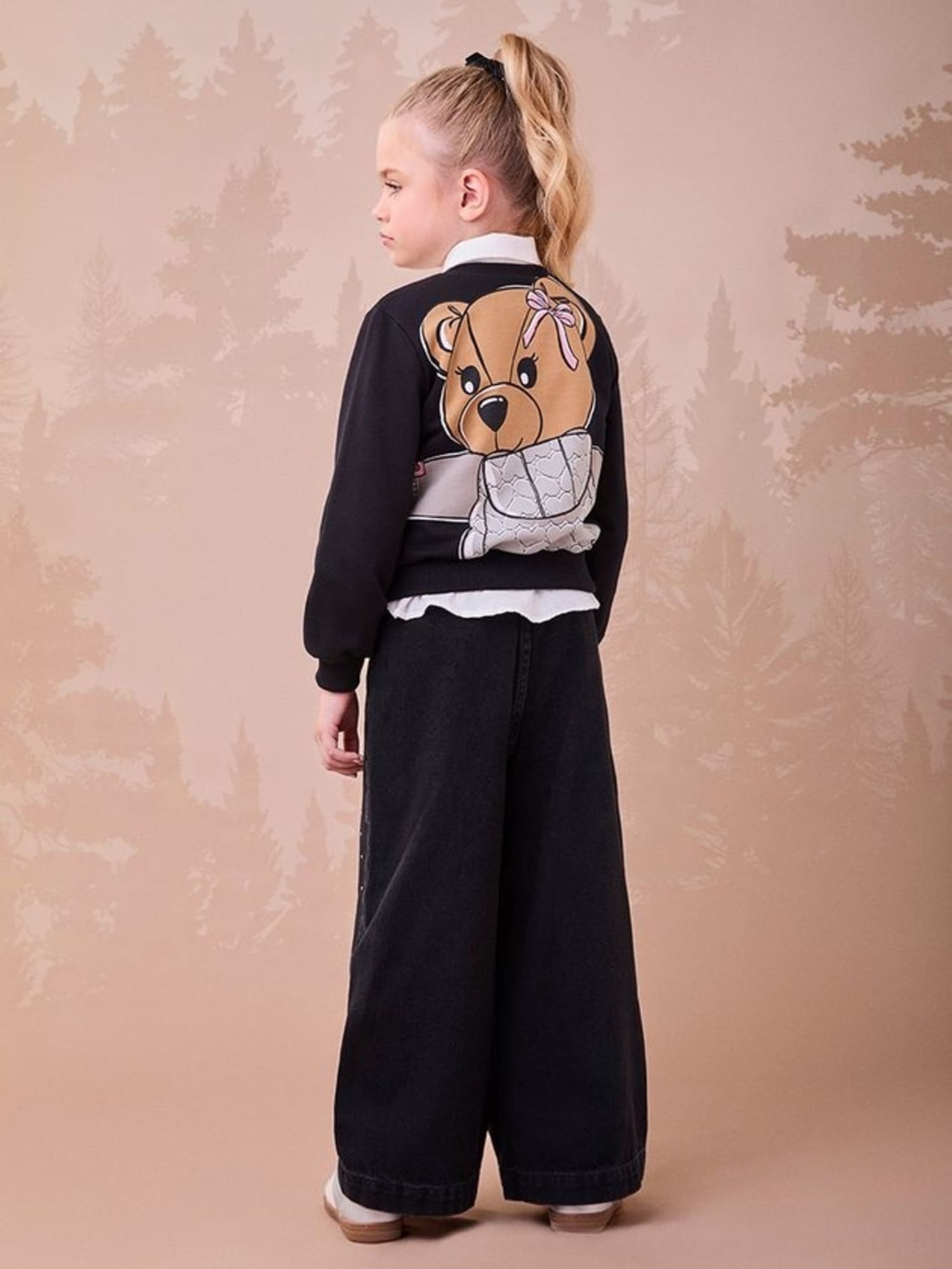 Moletom Infantil Momi Inverno sem Flanela Preto Ursinha Best Friend