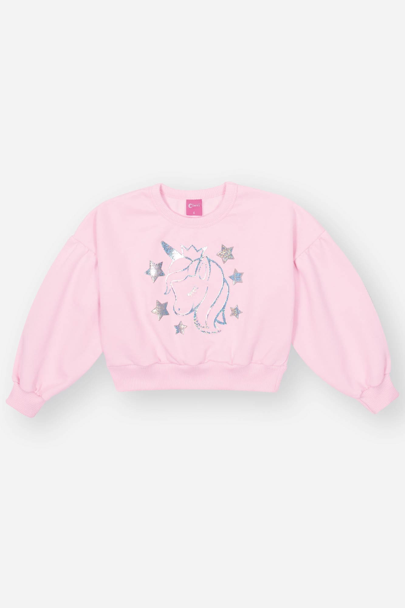 Conjunto Infantil Cinti Inverno Saia e Moletom Flanelado Rosa Unicórnio