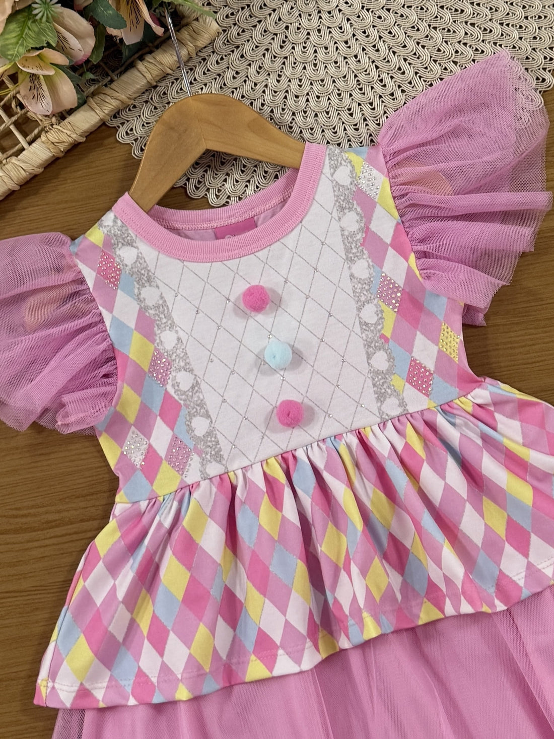 Vestido Infantil Cinti Verão Colorido Fantasia Circo