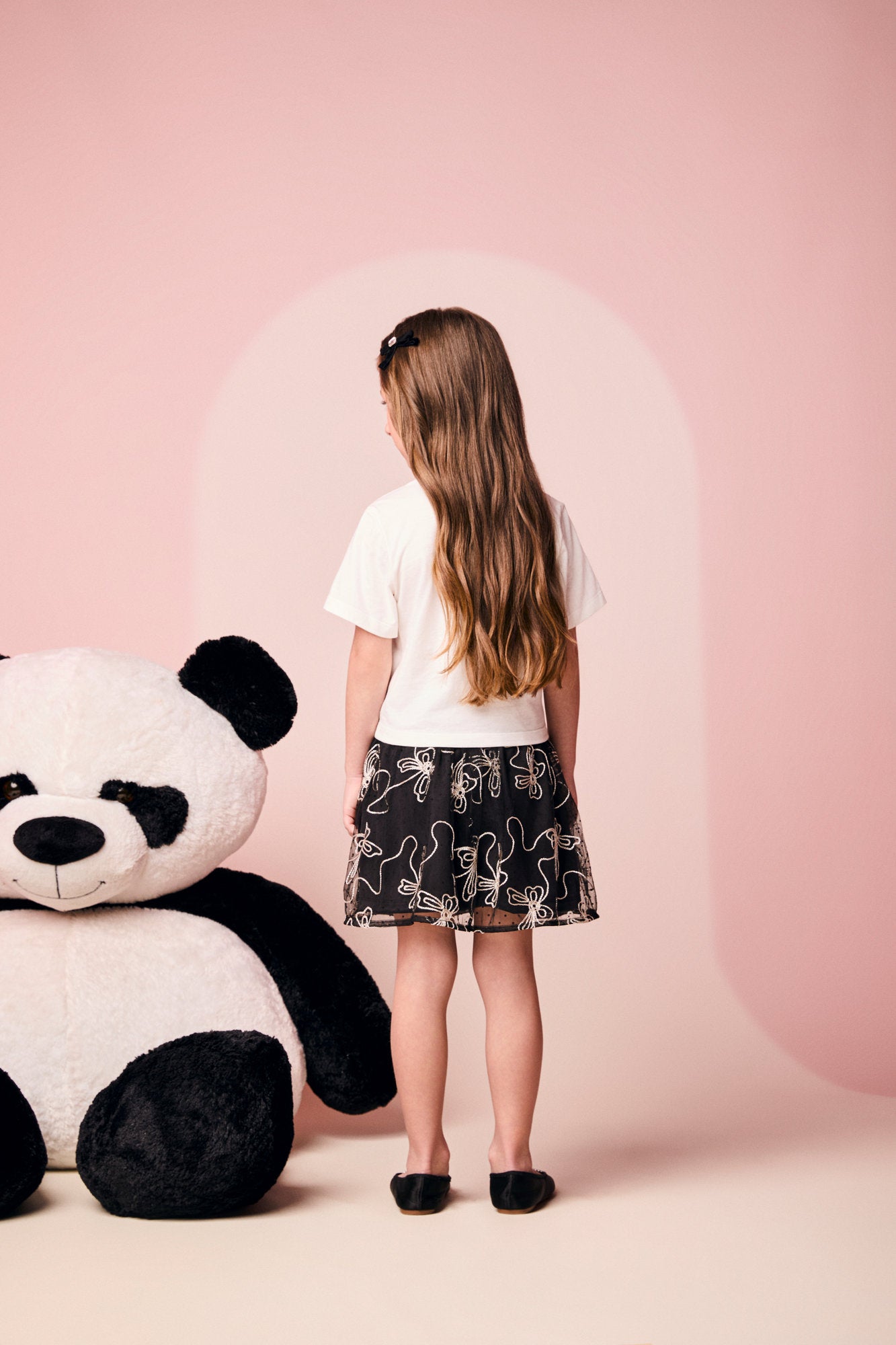 Conjunto Infantil Momi Inverno com Saia em Tule Preto e Blusa Manga Longa Daisy Love