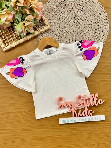 Blusa Infantil Menina Bimbi Branca Pop & Fun