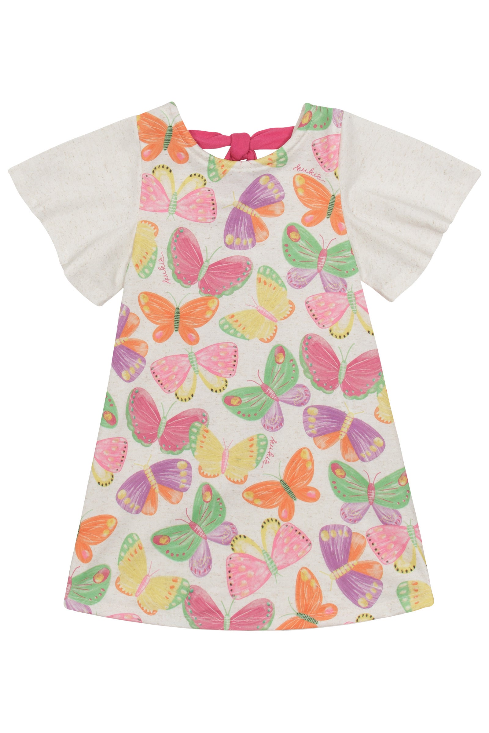 Vestido Infantil Kukiê Off White Borboletas