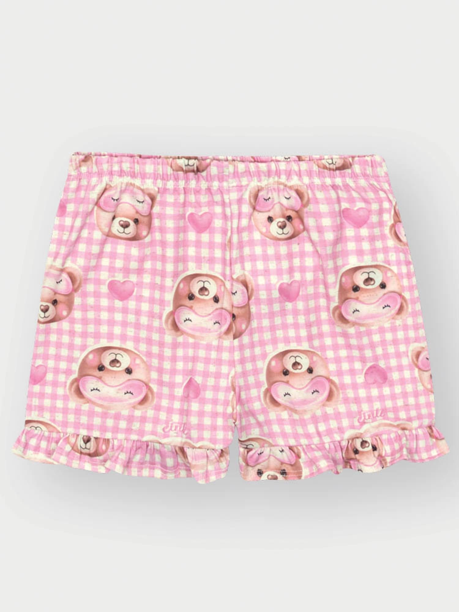 Pijama Infantil Cinti Verão com Shorts e Blusa Rosa Ursinha