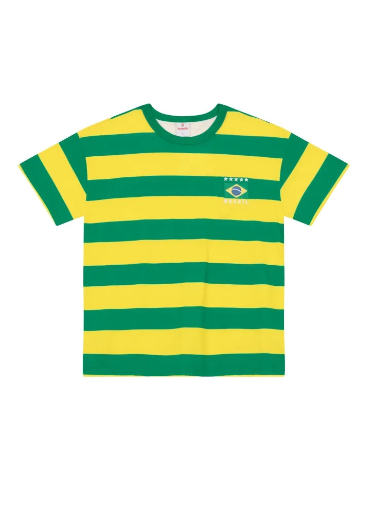 Blusa Infantil Brandili Amarela Brasil Copa do Mundo