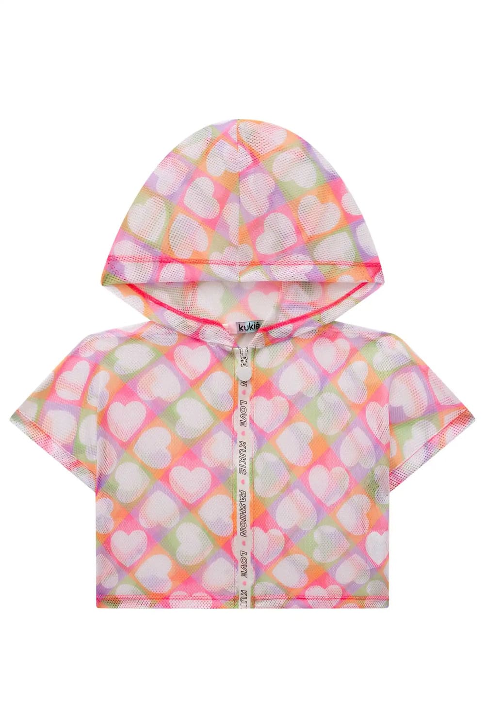 Conjunto Infantil Kukie Verão Saia e Blusa com Colete Corações Coloridos
