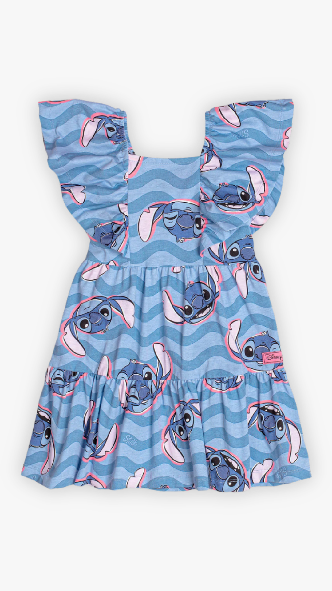Vestido Infantil Momi Verão Azul Stitch Disney