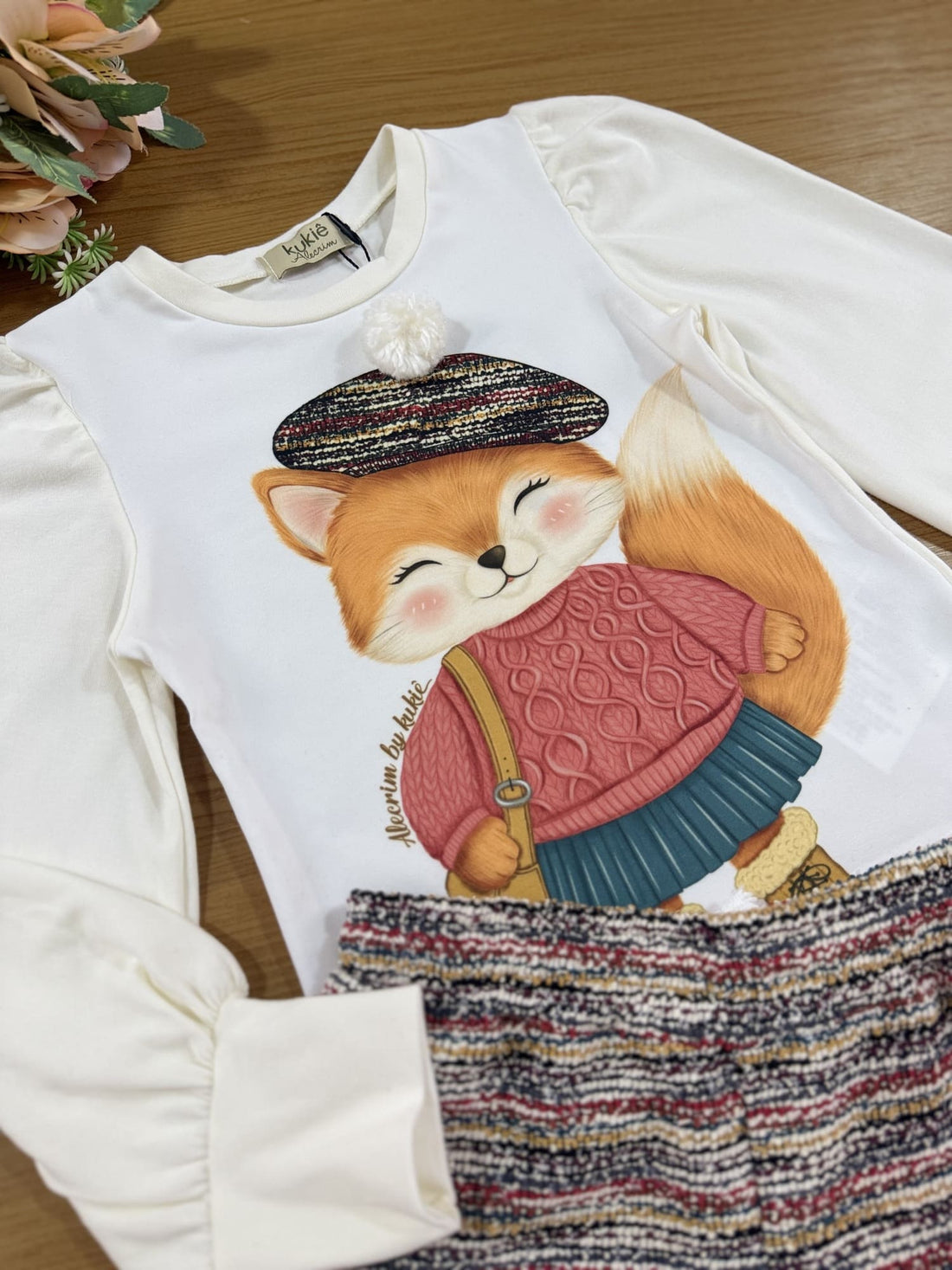 Conjunto Infantil Kukiê Alecrim Inverno com Shorts e Blusa Manga Longa Raposinha