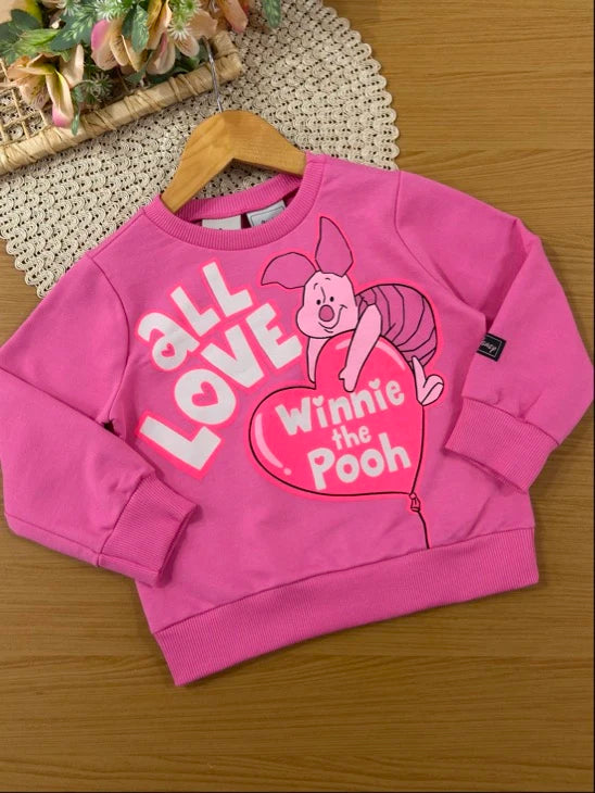 Conjunto Infantil Bimbi Inverno com Calça e Moletom sem Flanela Rosa Leitão Love