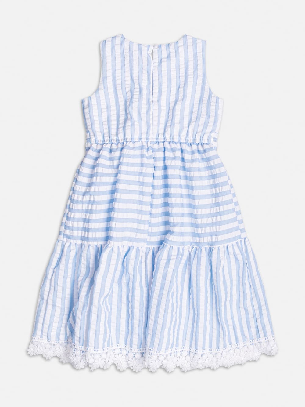 Vestido Infantil Momi Azul Listrado com Laço