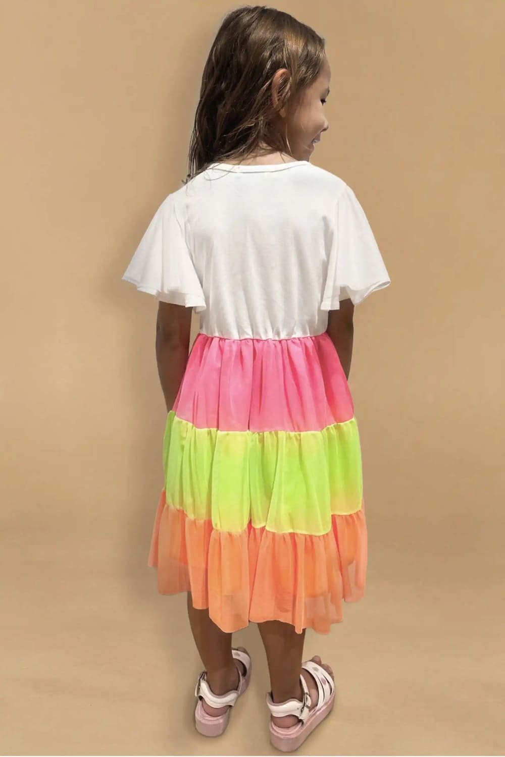 Vestido Infantil Kukie Verão Colorido Tule Borboleta