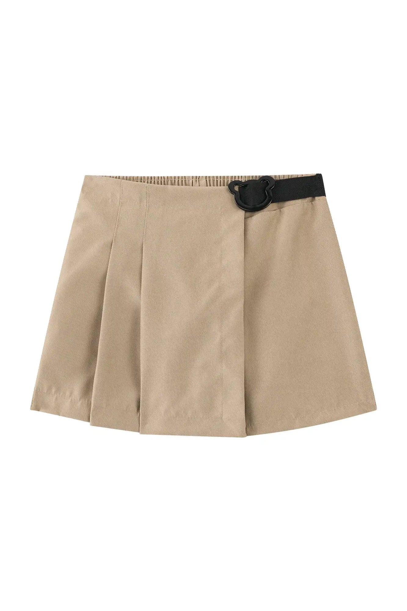Conjunto Infantil Kukiê Inverno com Shorts Saia e Colete Bege Ursinha Safari
