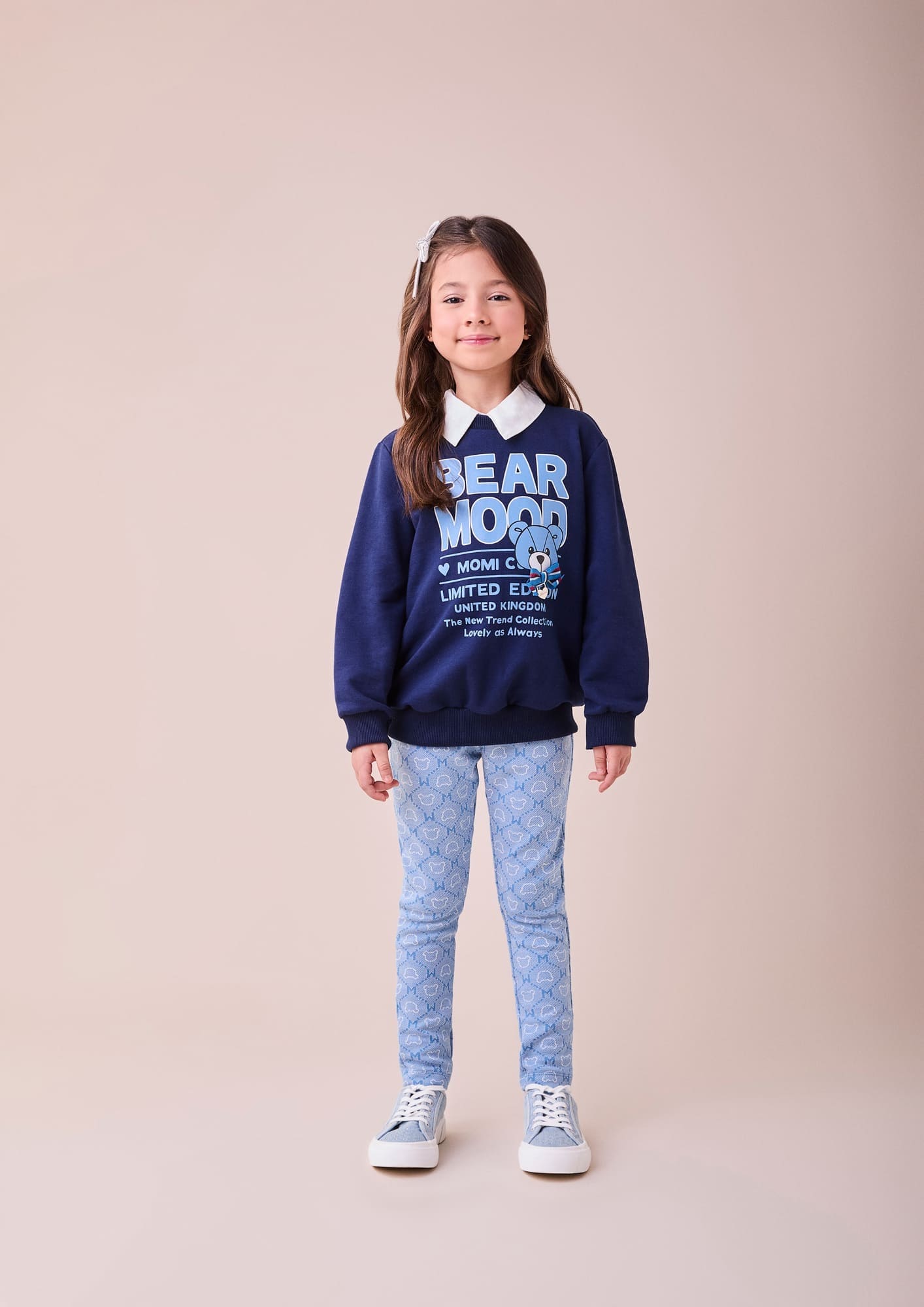 Conjunto Infantil Momi Inverno com Calça e Casaco Azul Marinho Ursinho