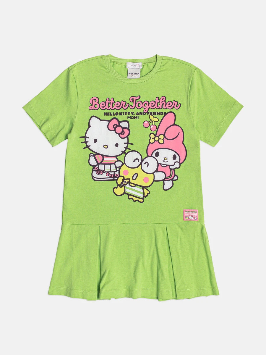 Vestido Infantil Momi Verde Hello Hello Kitty Friends