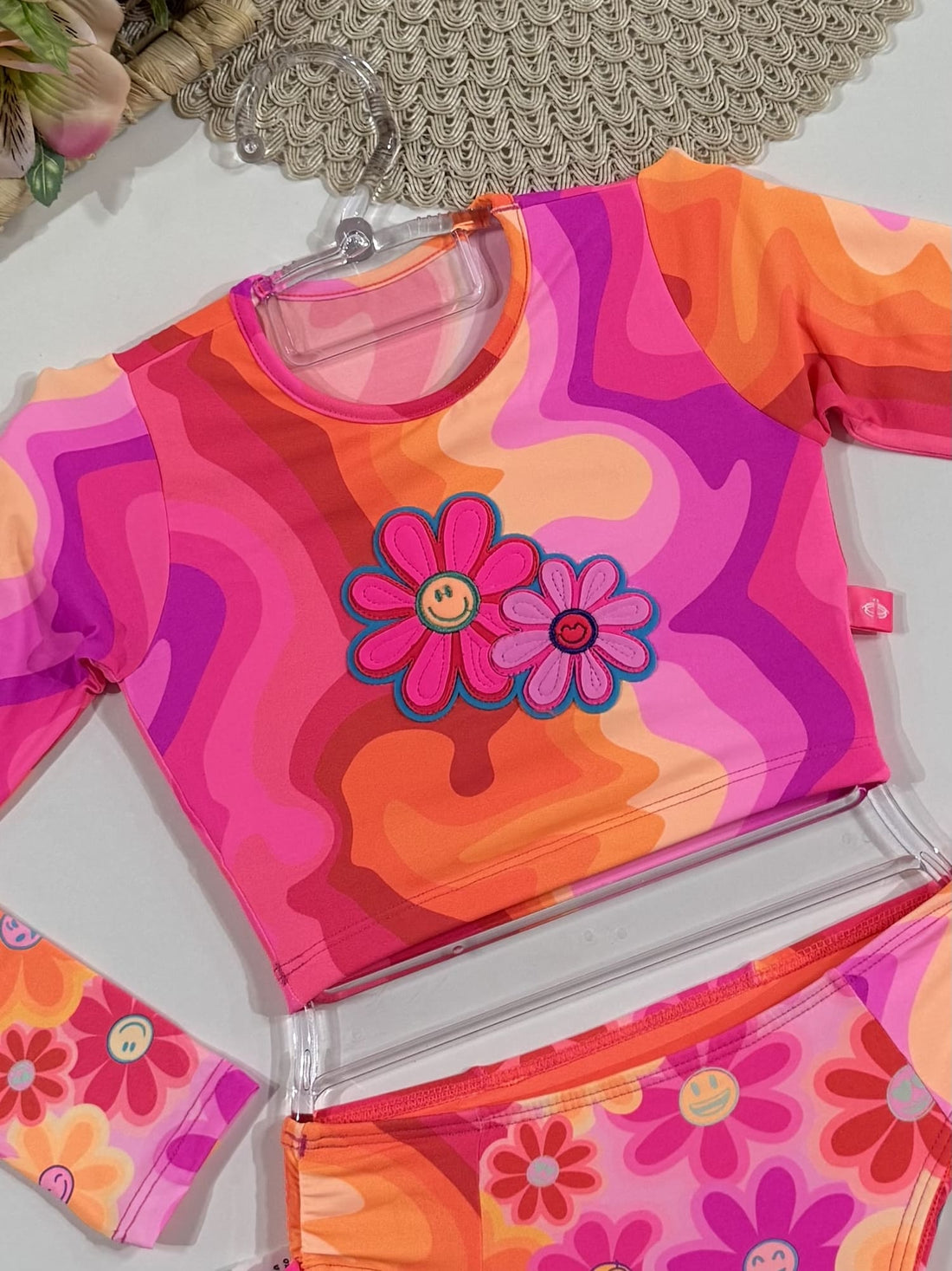 Biquíni Infantil Siri Kids com Blusa Manga Longa Gabi Happy Flower 40110