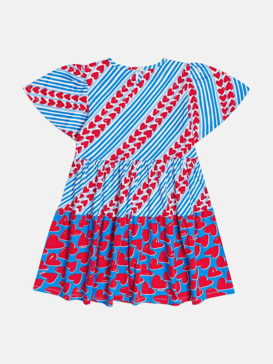 Vestido Infantil Bimbi Azul Corações