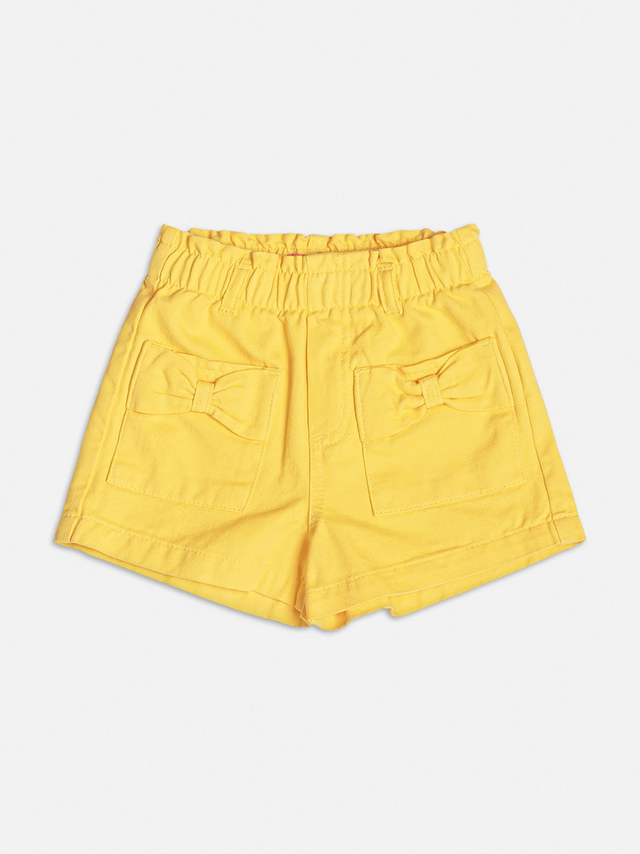 Conjunto Infantil Momi Verão Shorts Amarelo e Blusa Babado