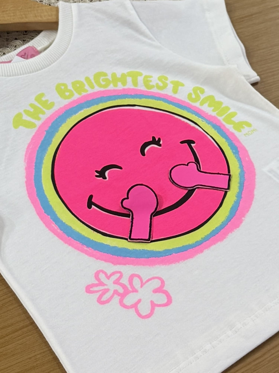 Blusa Infantil Momi Verão Branca Emoji Smile