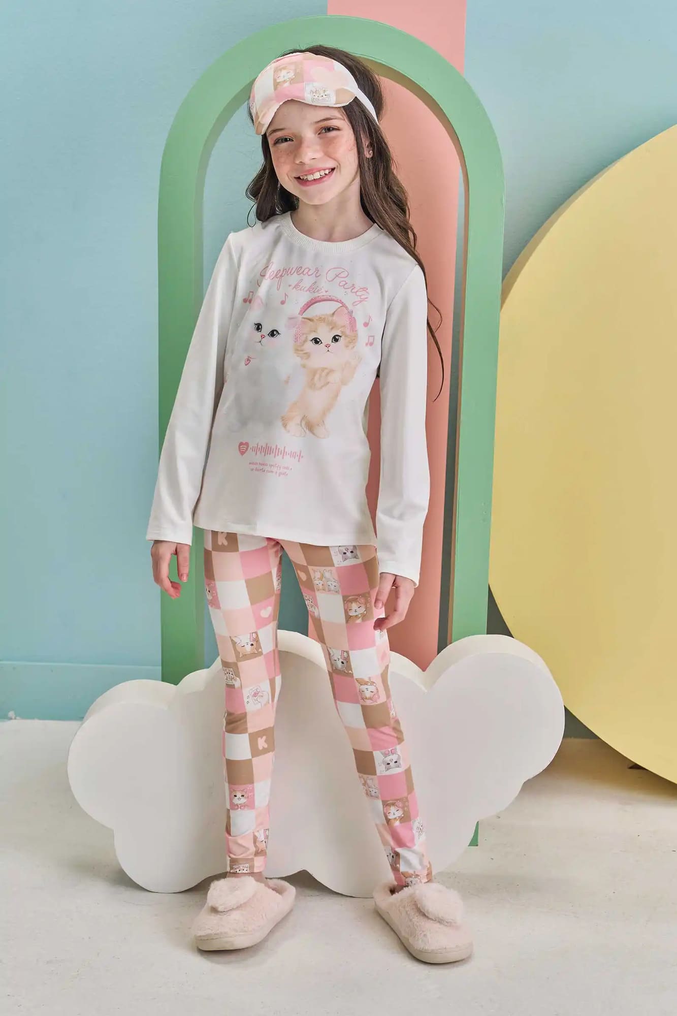Pijama Infantil Kukiê Inverno Branco Gatinhos