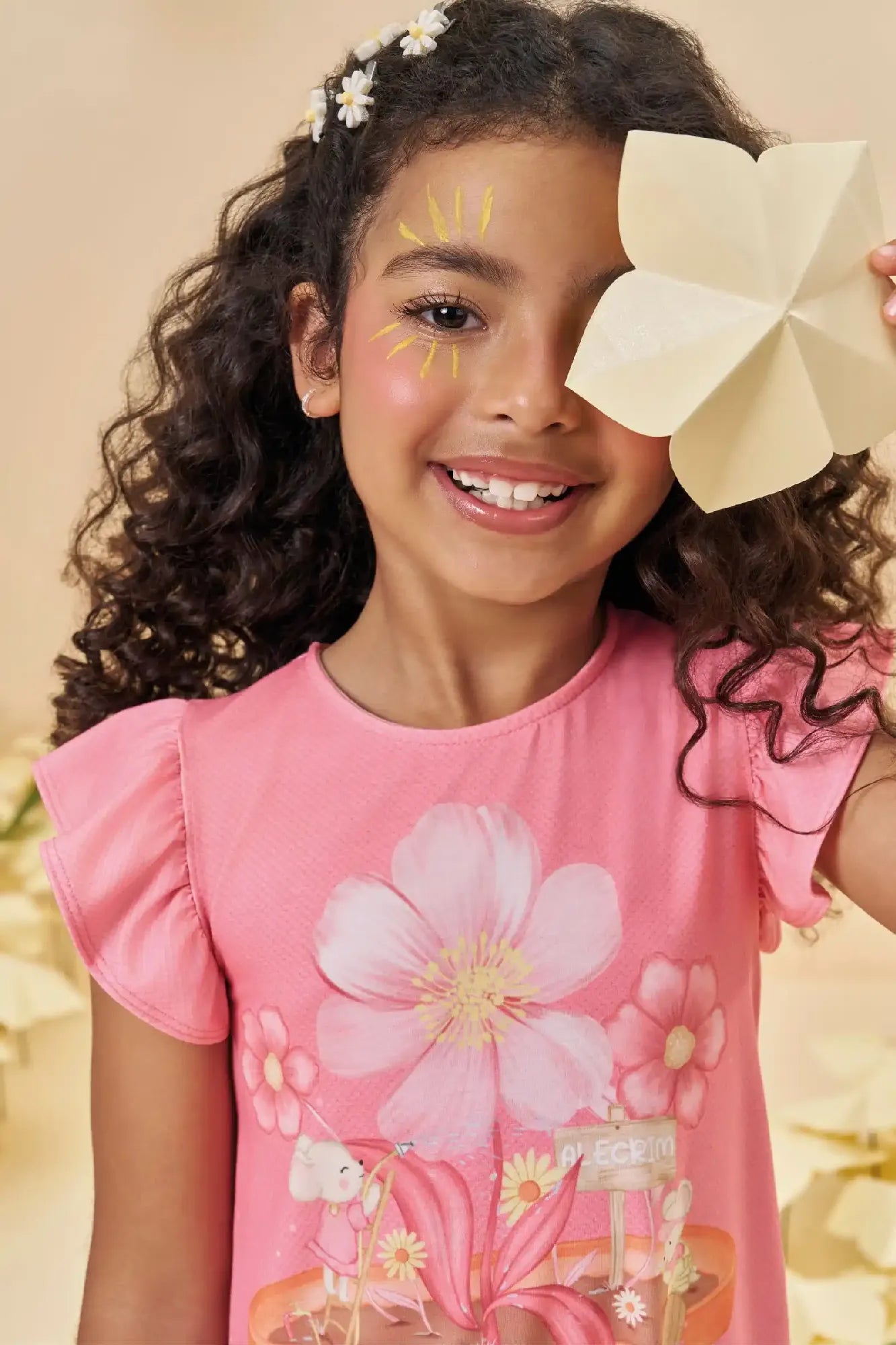 Vestido Infantil Kukiê Verão Rosa Jardin dos Animais