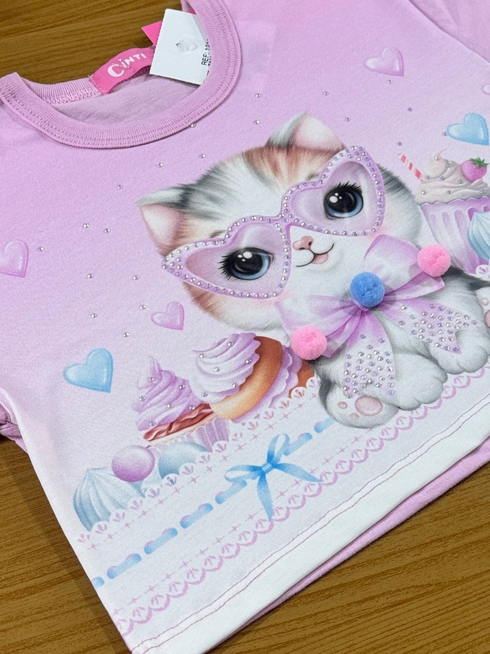 Blusa Infantil Cinti Verão Lilás Gatinha