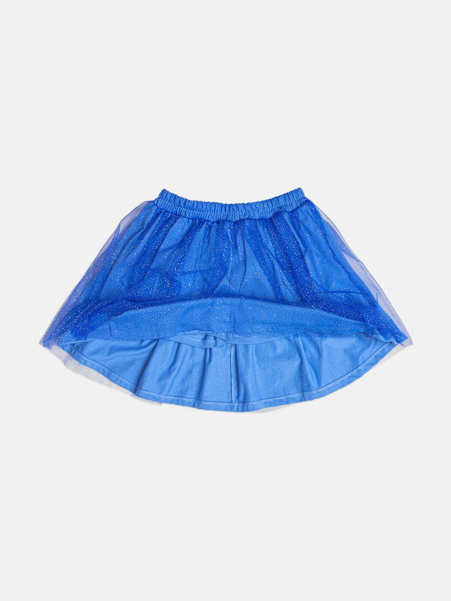 Conjunto Infantil Bimbi Inverno com Saia Azul em Tule e Blusa Manga Longa Olaf Strass Disney