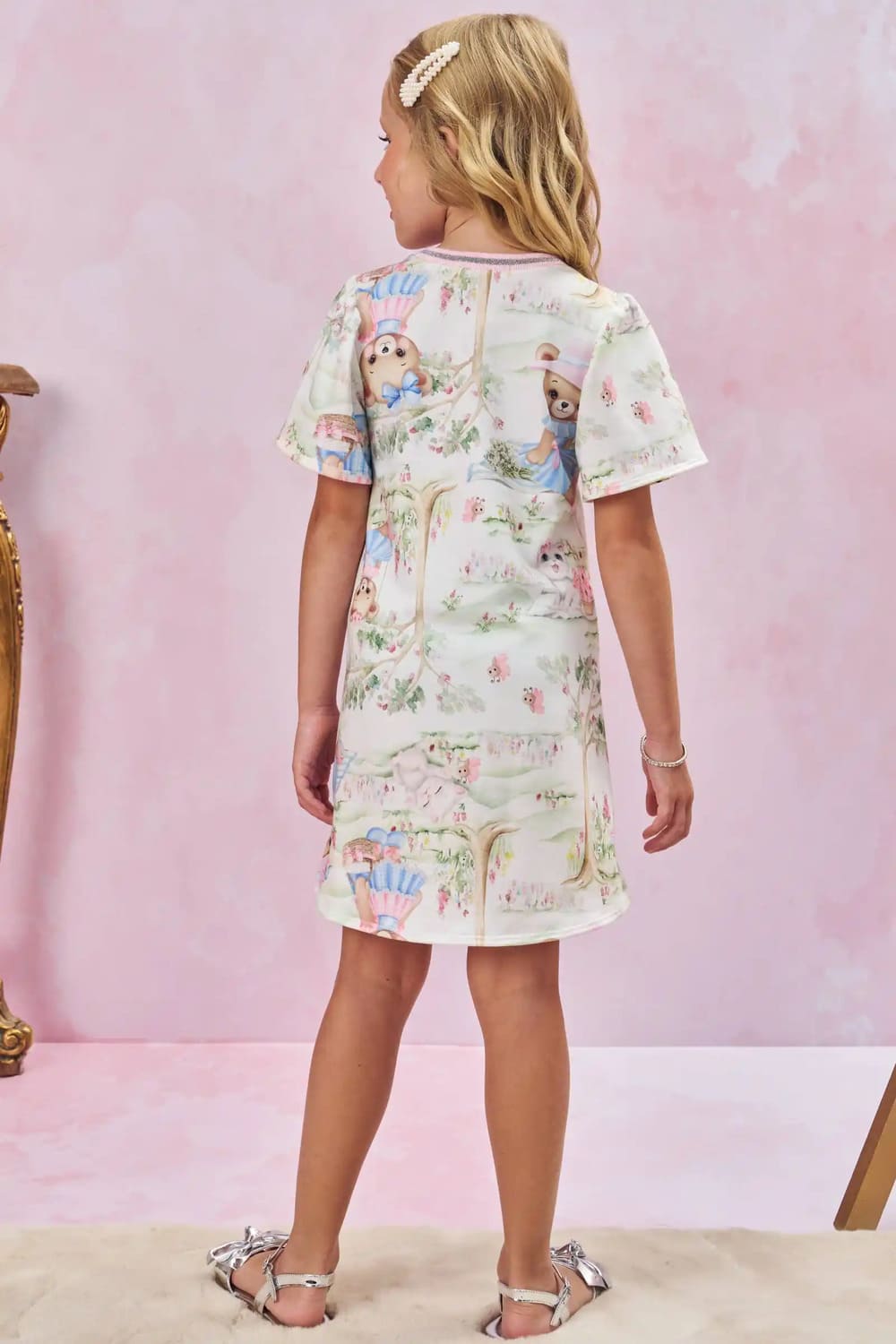 Vestido Infantil Kukie Verão Ursinha Piquenique