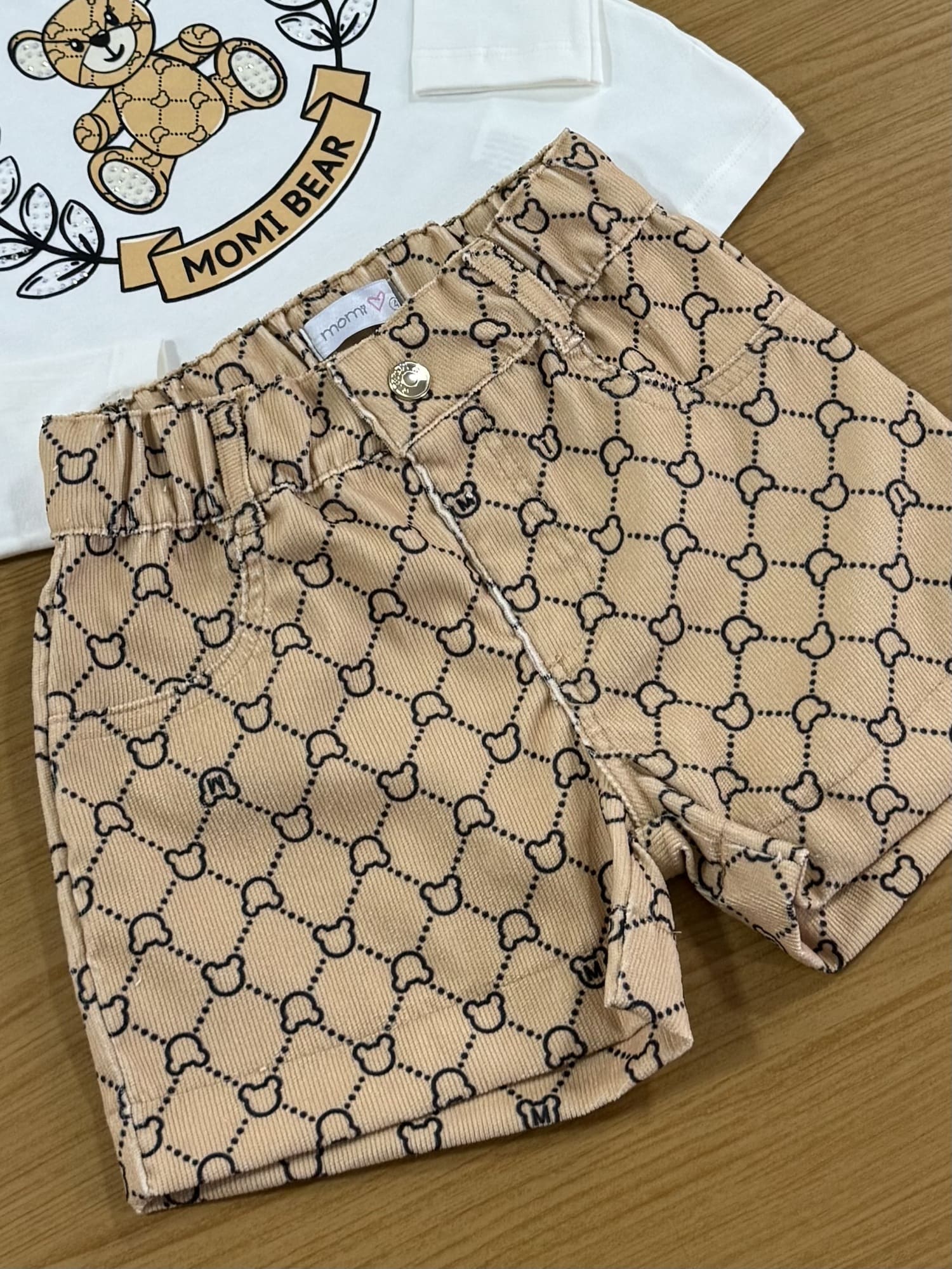 Conjunto infantil Momi Inverno Shorts e Blusa Manga Longa Urso