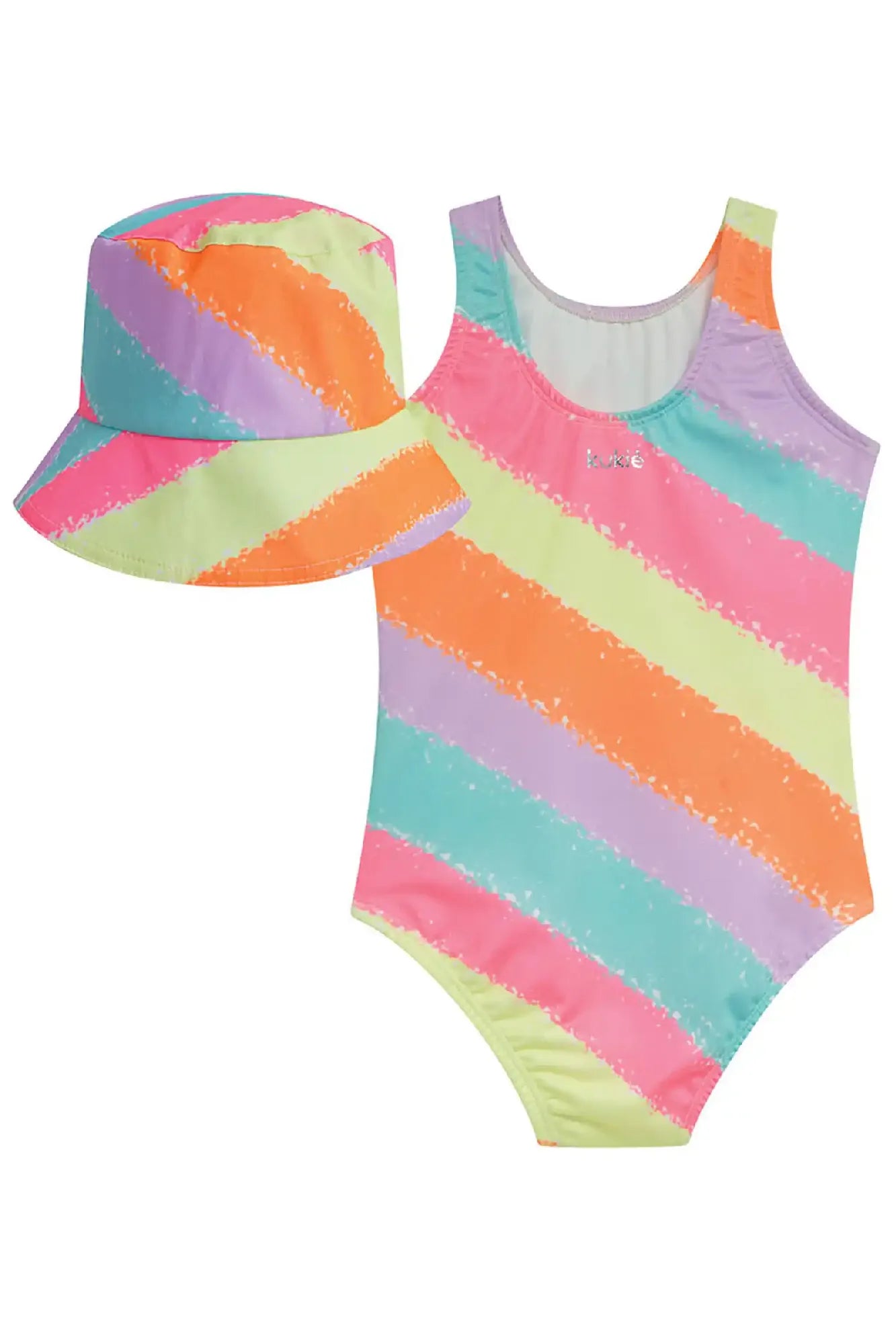 Maiô Infantil Menina Kukiê Colorido Hello Sun com Bucket
