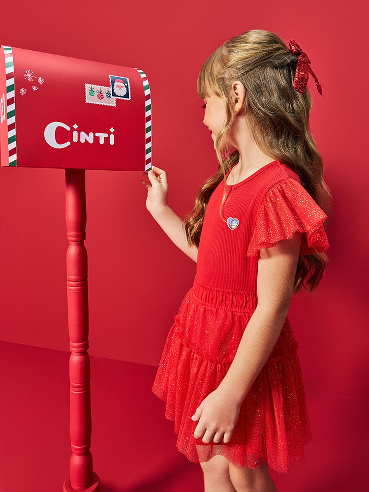Blusa Infantil Cinti Verão Vermelha com Glitter