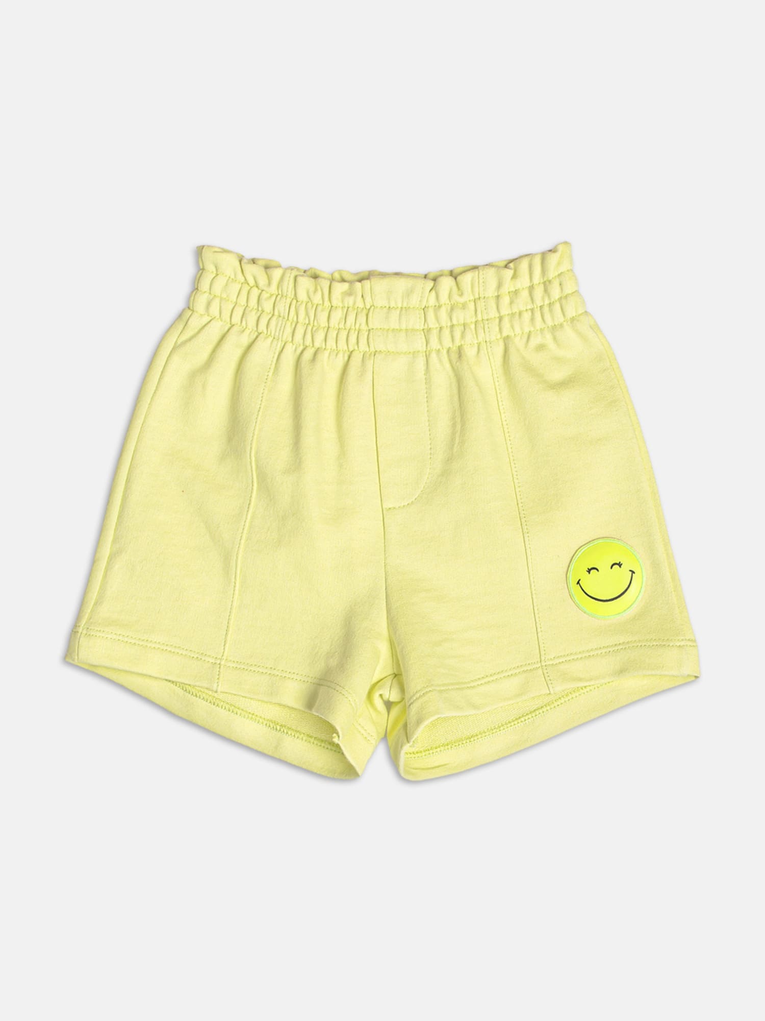 Conjunto Infantil Momi Verão com Shorts Amarelo e Blusa Branca Coração com Strass