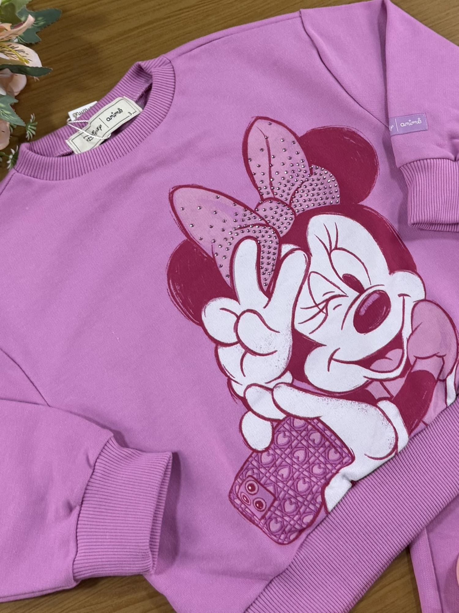 Conjunto Infantil Animê Calça e Moletom Rosa Minnie Disney