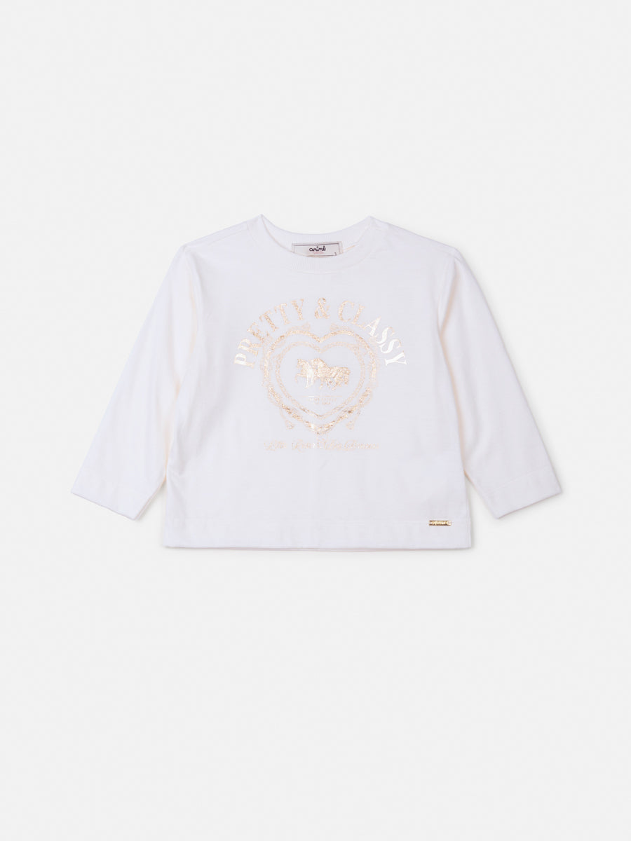 Blusa Infantil Animê Inverno Manga Longa Branca Pretty e Classy