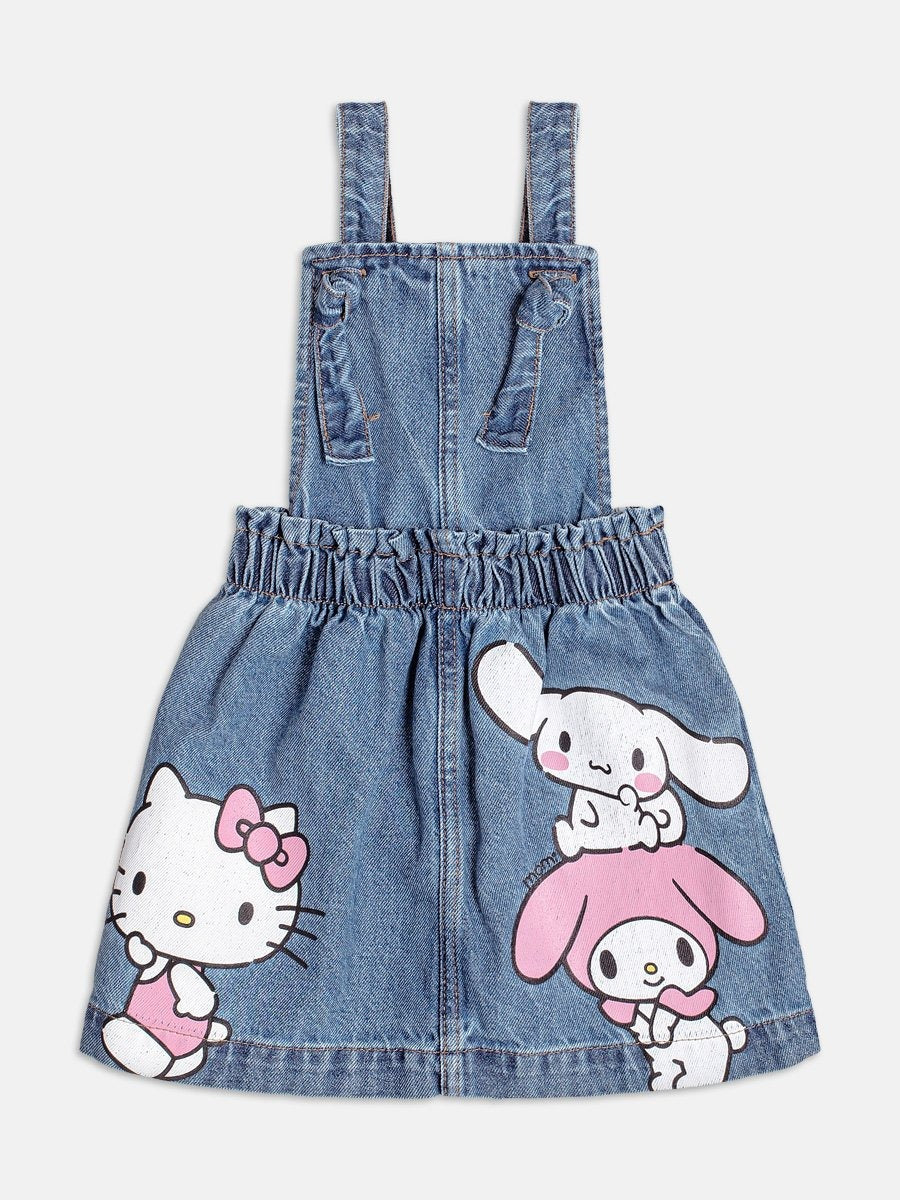 Salopete Infantil Momi Verão Jeans Hello Kitty e Amigos