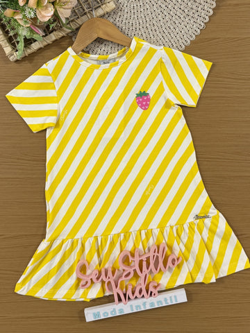 Vestido Infantil Bimbi Verão Amarelo Listrado