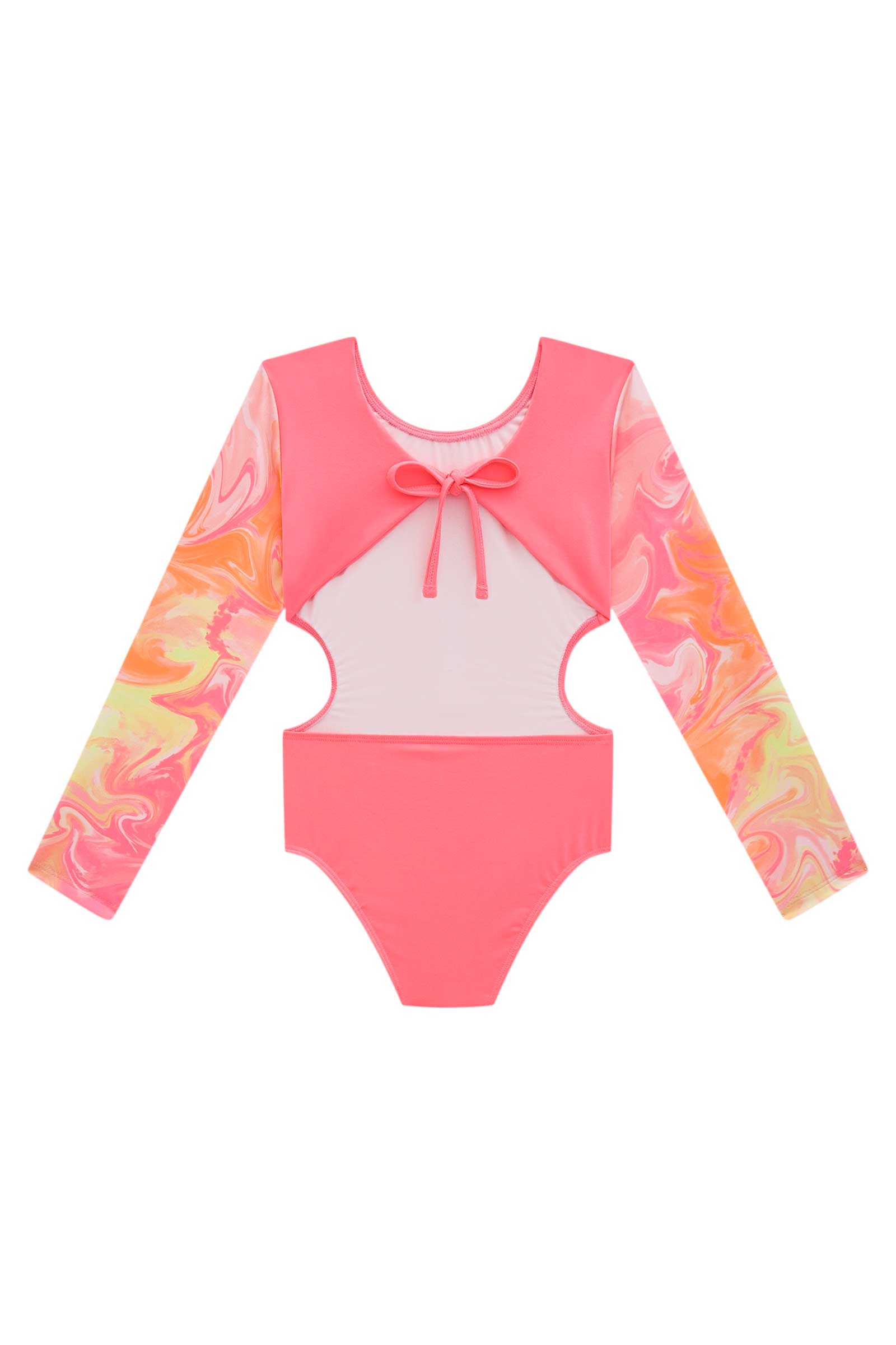 Maiô Infantil Kukie Verão Manga Longa Rosa Sorvete