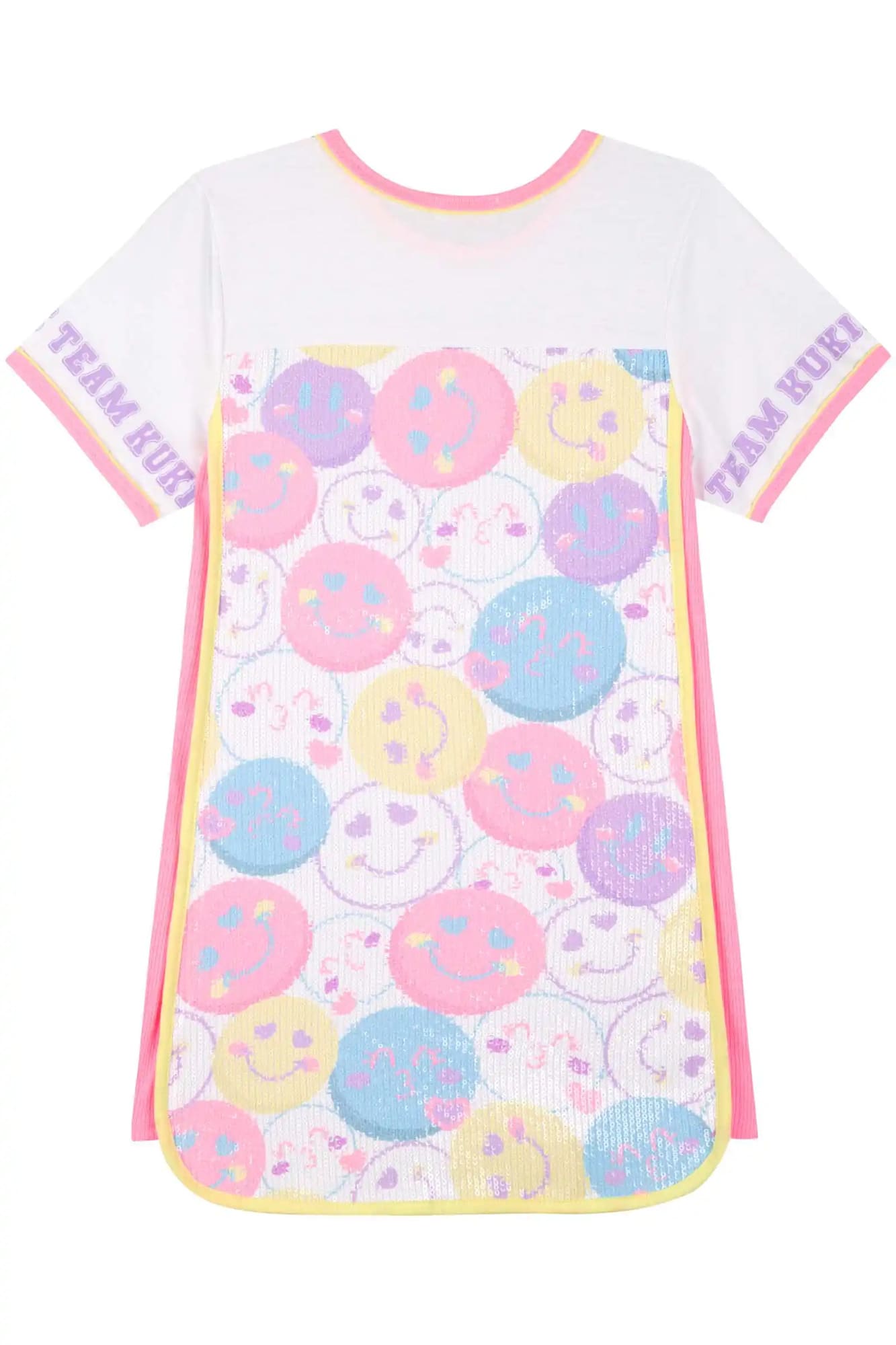 Vestido Infantil Kukiê Verão Branco Emojis em Paetê