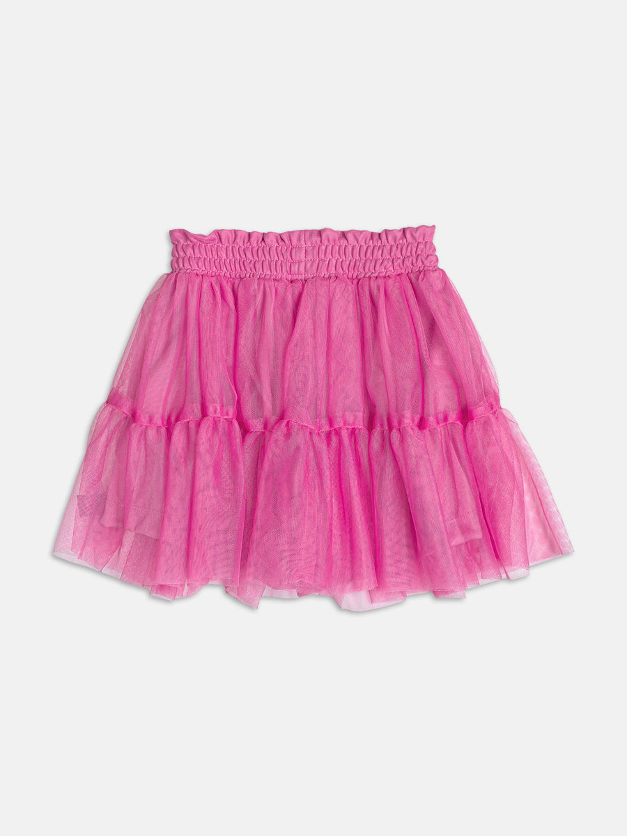 Conjunto Infantil Momi Verão com Saia em Tule e Blusa Rosa Bela Adormecida
