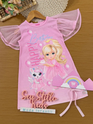 Vestido Infantil Cinti Verão Rosa Happy
