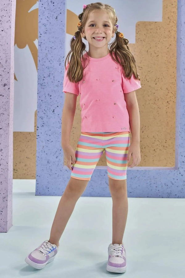 Blusa Infantil Kukiê Verão Rosa com Bolinhas