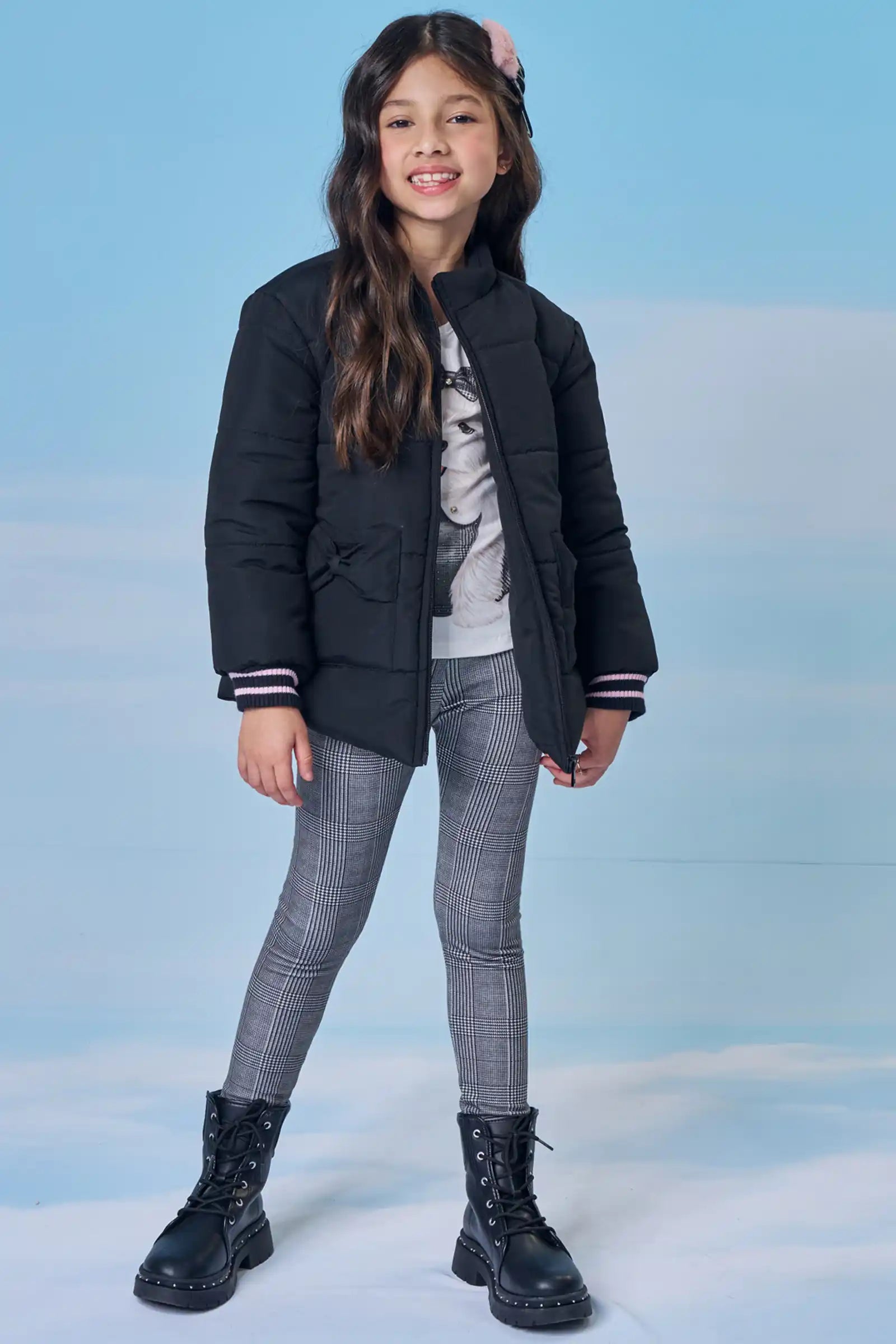 Jaqueta Infantil Kukiê Inverno Puffer Preta