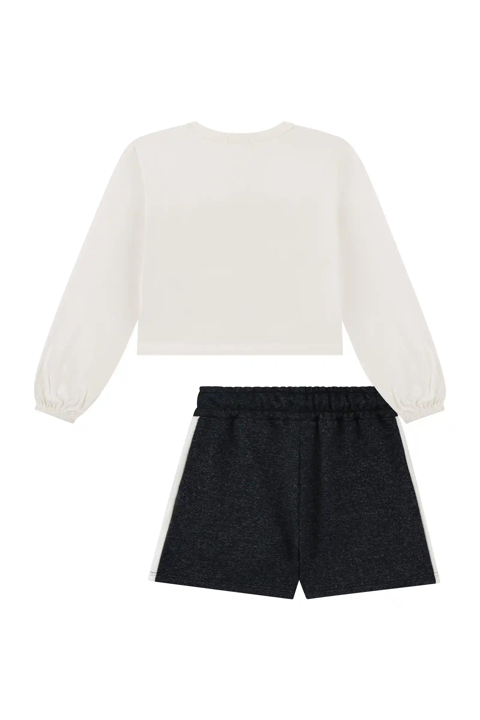 Conjunto Infantil Kukiê Inverno com Shorts Preto e Blusa Manga Longa Pandinha