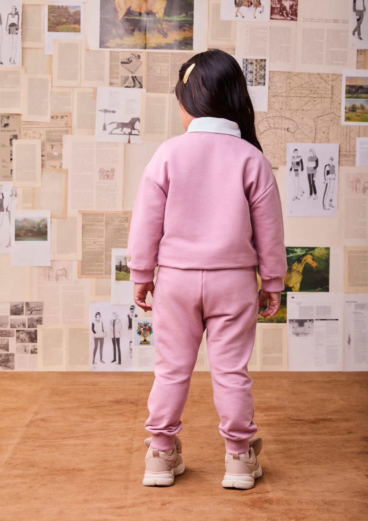 Conjunto Infantil Animê Inverno com Calça e Casaco Rosa Dama Disney