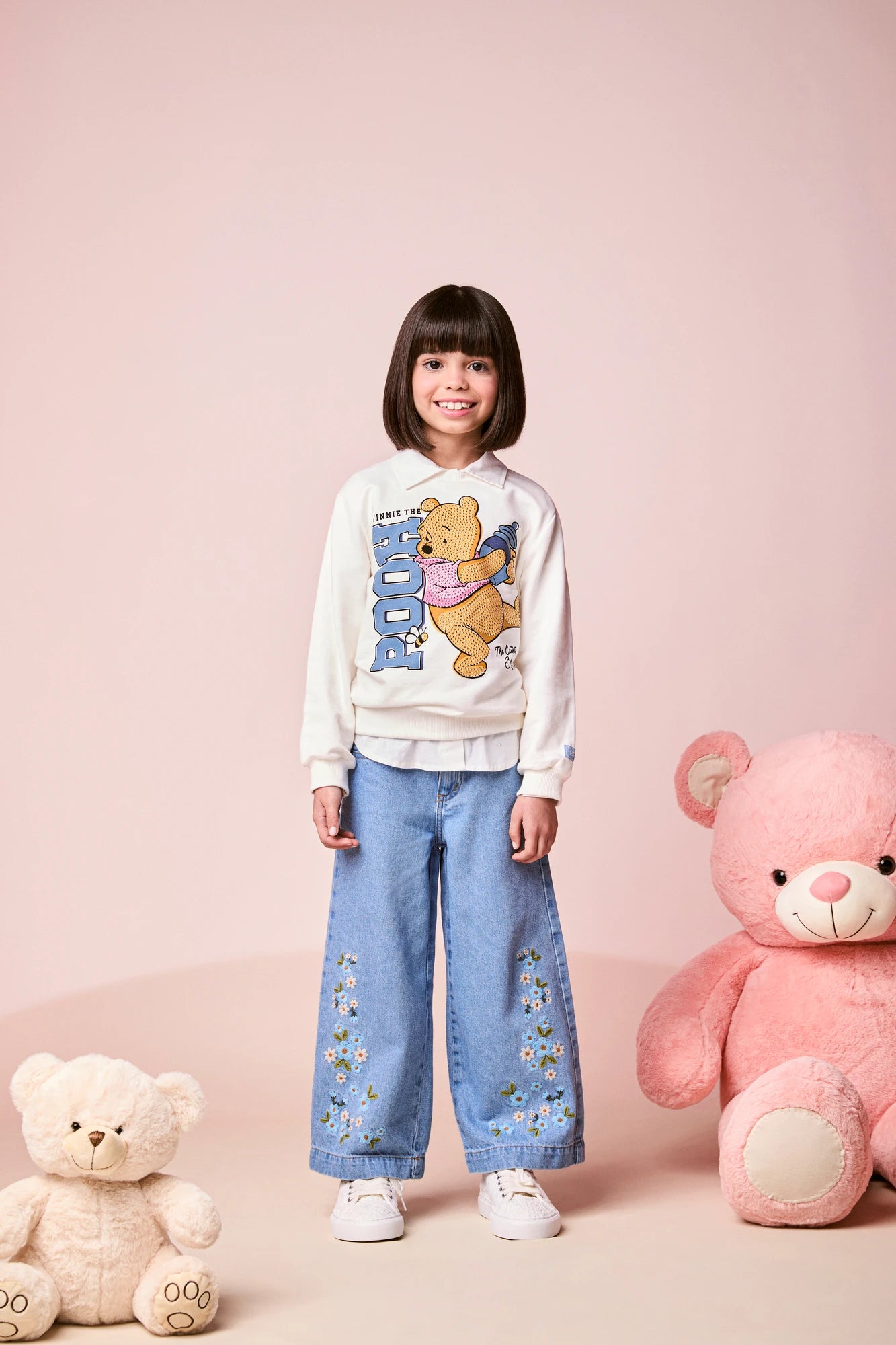 Moletom Infantil Momi Inverno Flanelado Branco Ursinho Pooh com Strass