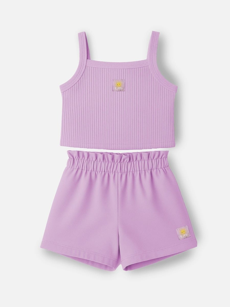 Conjunto Infantil Bimbi Verão com Shorts e Regata Lilás Solzinho