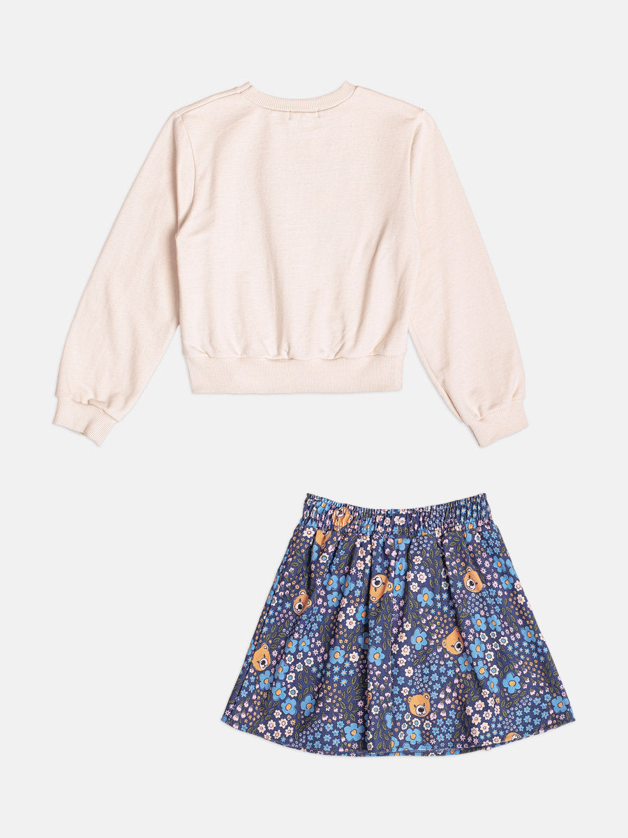 Conjunto Infantil Momi Inverno com Saia Azul e Moletom sem Flanela Best Team