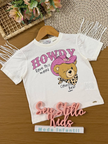 Blusa Infantil Momi Inverno Manga Curta Ursinha Howdy